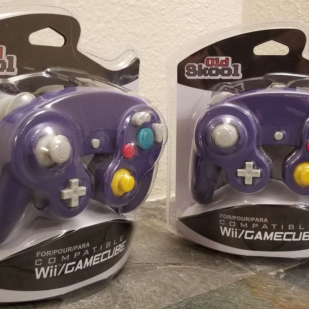 2 Gamecube Controllers - Purple / Indigo (NEW) - Nintendo - Old Skool